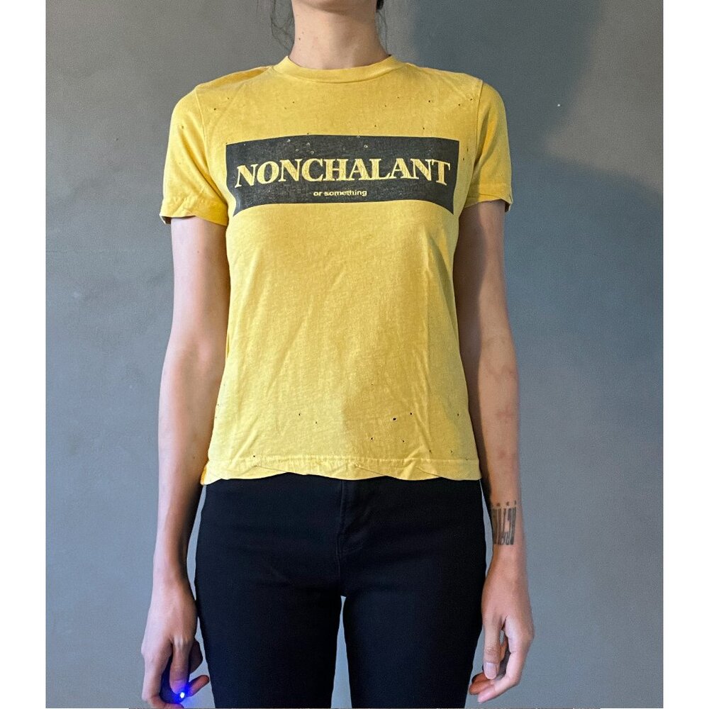 KSUBI Distressed "Nonchalant" Tee in Mustard - XS